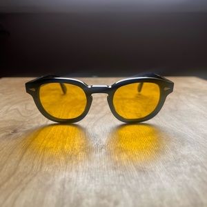 Moscot Lemtosh Style Plastic 46 Black Yelllow Tinted Sunglasses